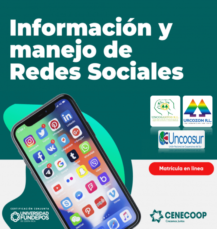 Afiche del curso Información y manejo de redes sociales